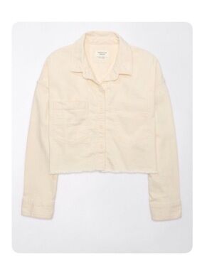 American Eagle Outfitters Cream Button-Down Crop Shirt